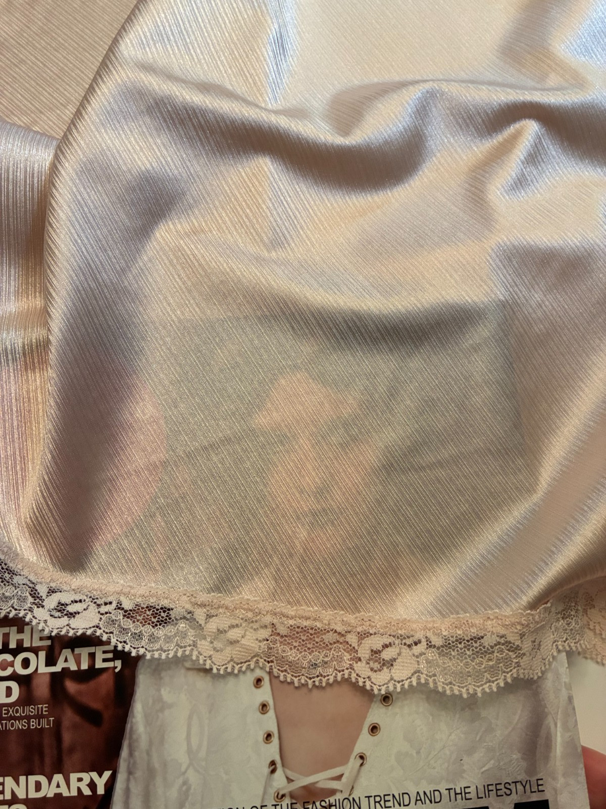 Vtg WARNERS FULL BALLET SLIP Peach BLUSH Size 36 Medium STRETCH LACE Shine On