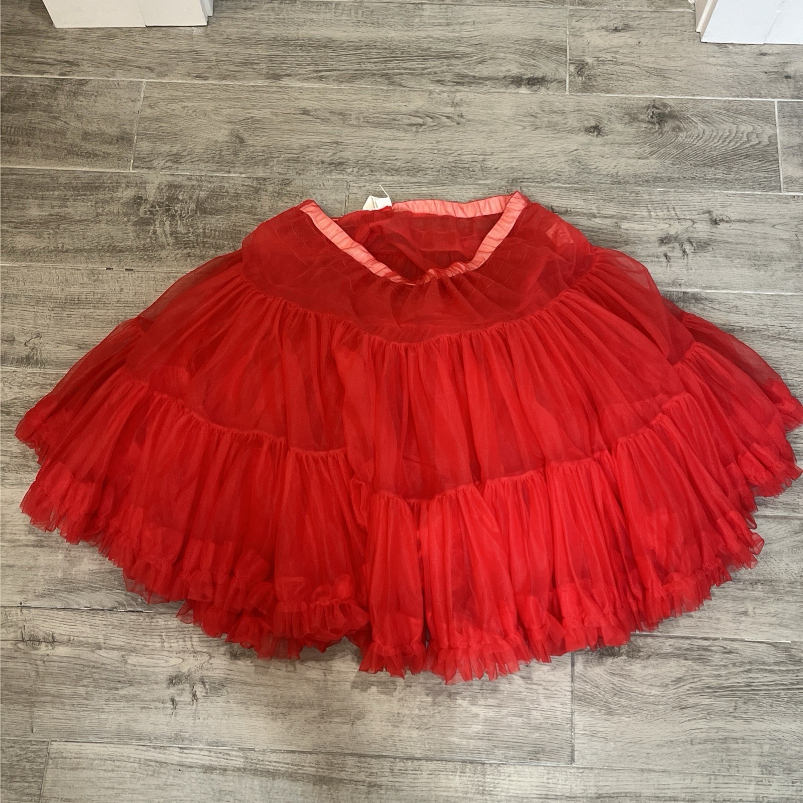 Vtg 60’s Malco Modes Red Ruffled Tiered Skirt Square Dance Country Western Sz M