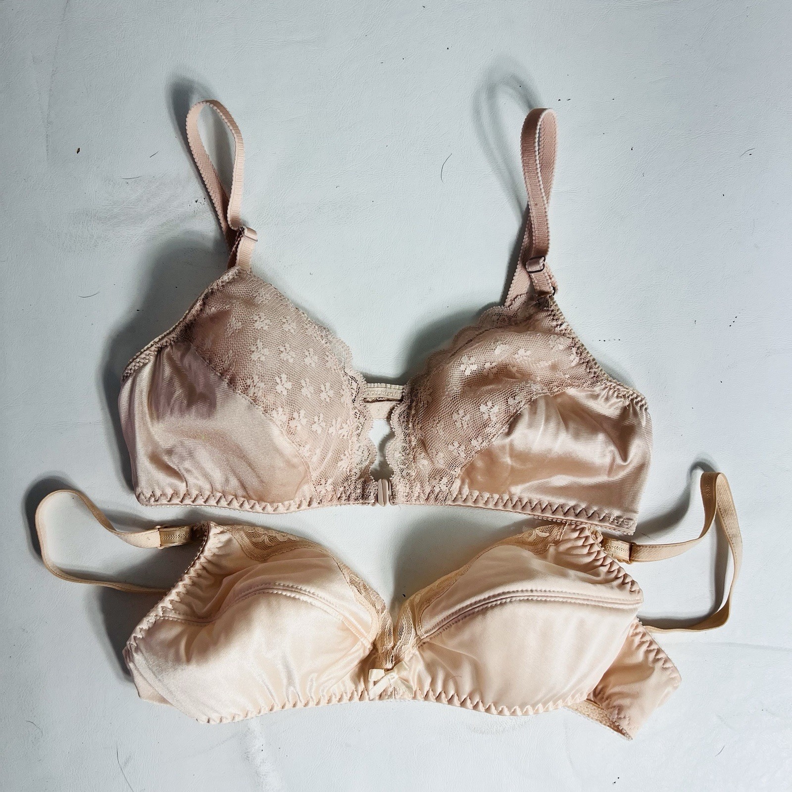 Vintage Lot Sears Bra Size 36A Nylon Polyester Antron III -Pink /Peach Soft Bra