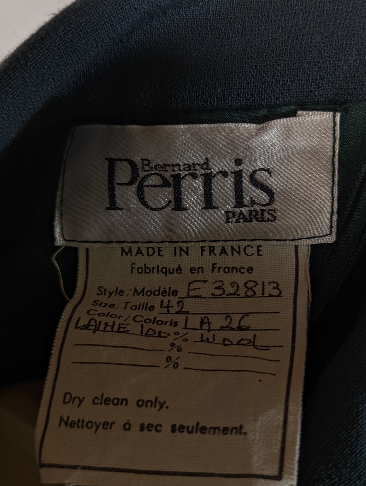 Bernard Perris Paris Vintage 80s Couture Forest Green Jacket Side Strap Hardware