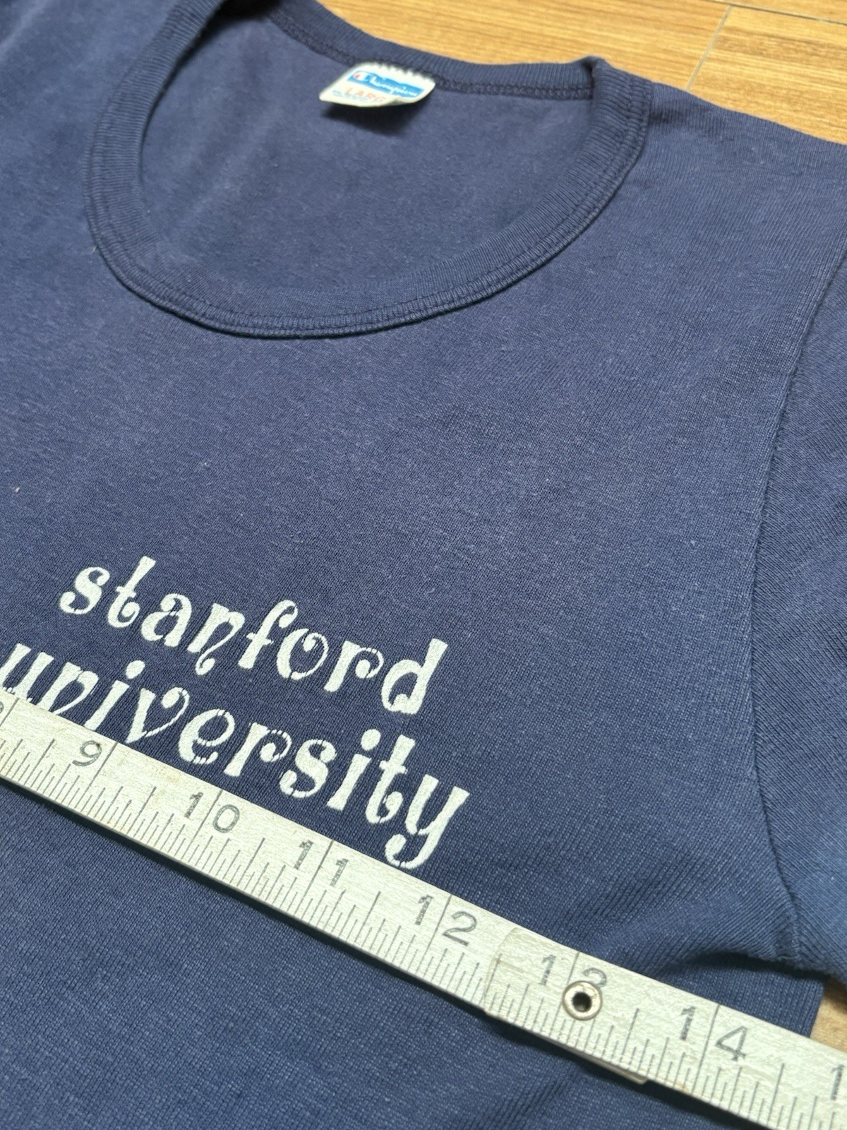 Vintage 70s Champion Stanford University Penny Farthing Bicycle Shirt Womens L