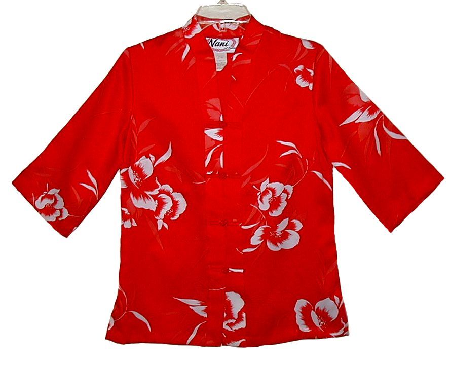 Sz 8 Vin 70’s Women’s NANI of HAWAII Tea Timer Shirt Frog Fasteners Poly
