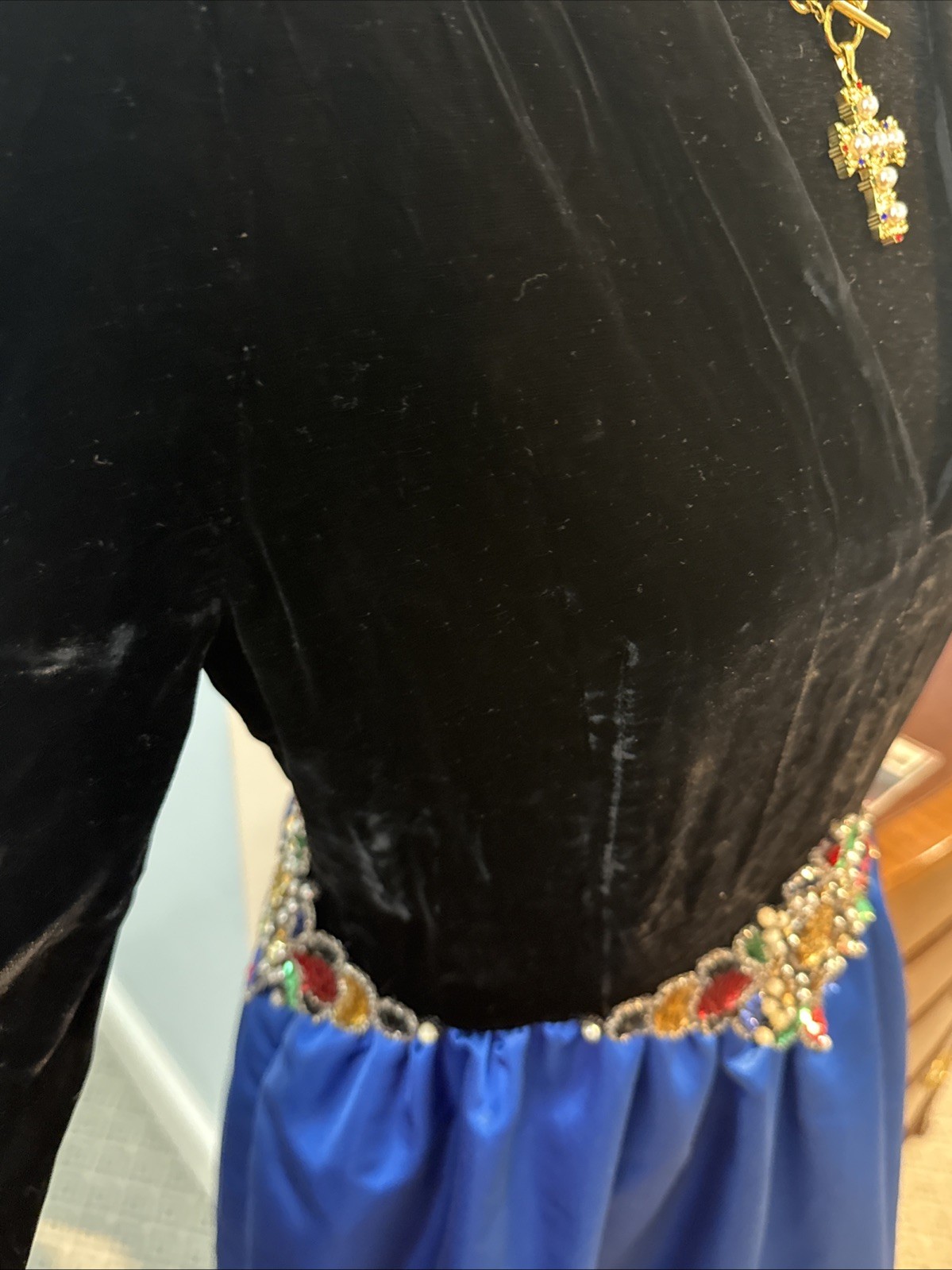Vtg William Pearson Saks satin and velvet ballgown royal blue regal sz 16