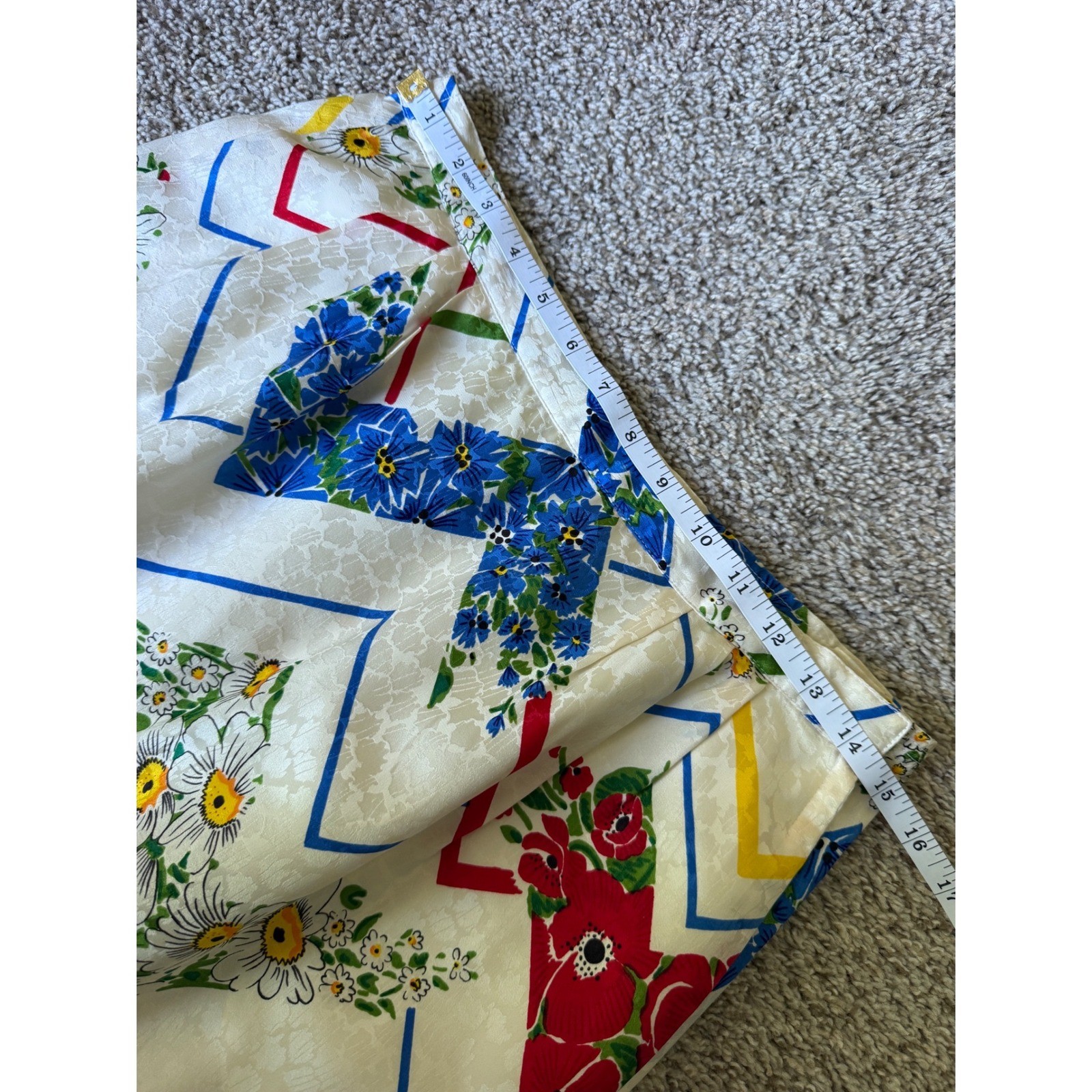 Vintage 3pc Silk Skirt Sweater Scarf Set Floral Whimsical 80s Grandmacore