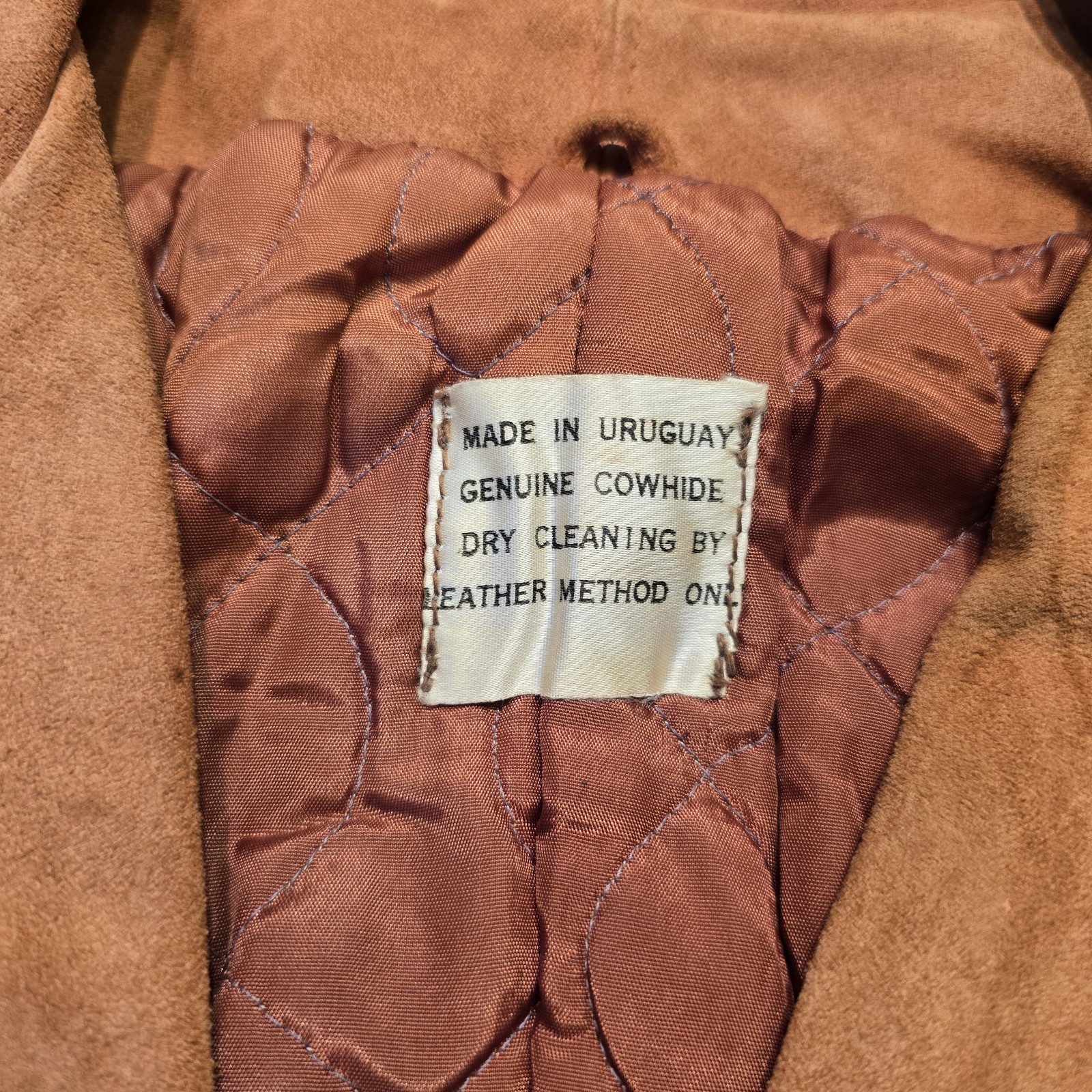 Vintage Suede Leather Jacket Women’s Size 13/14 Medium Uruguay Cowhide Belted