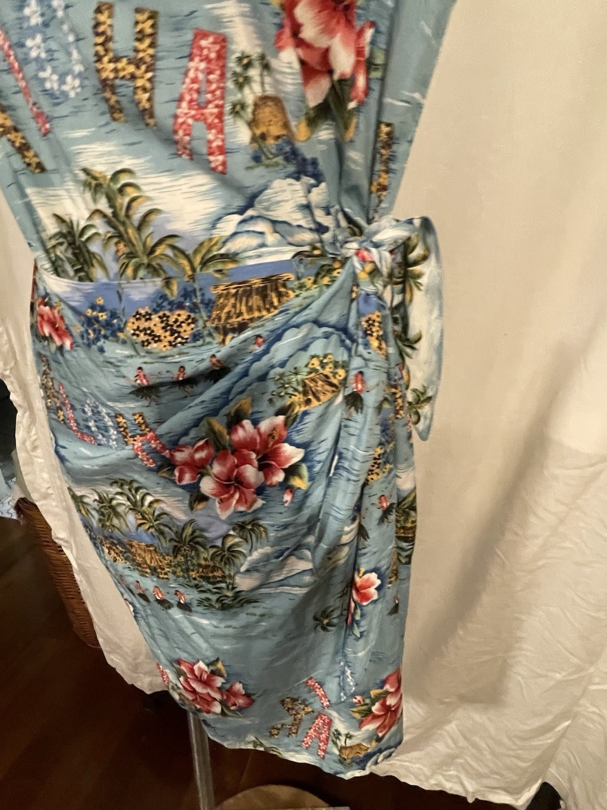 Vtg Hawaiian Orginal Faux Wrap Sleeveless Summer Dress M Vacation Cruise Beach