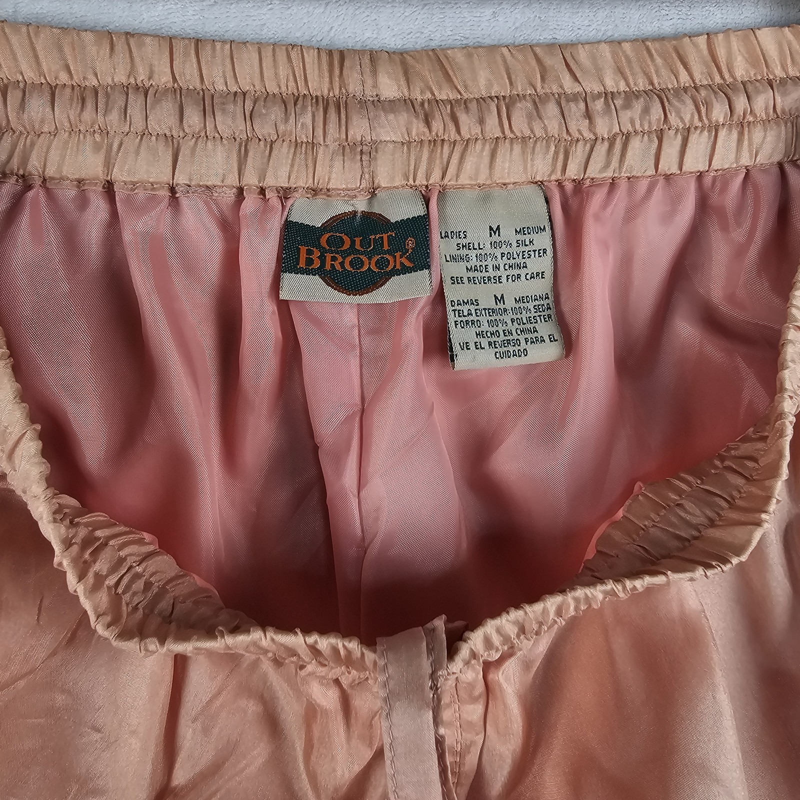 Vtg 90s 80s Outbrook 100% Silk Joggers Womens M 28×29 Track Swish Pants