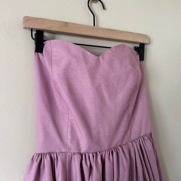 Vintage 70s / 80s Mauve Pink Sweetheart Strapless Bow Dress Cotton 34D estimate