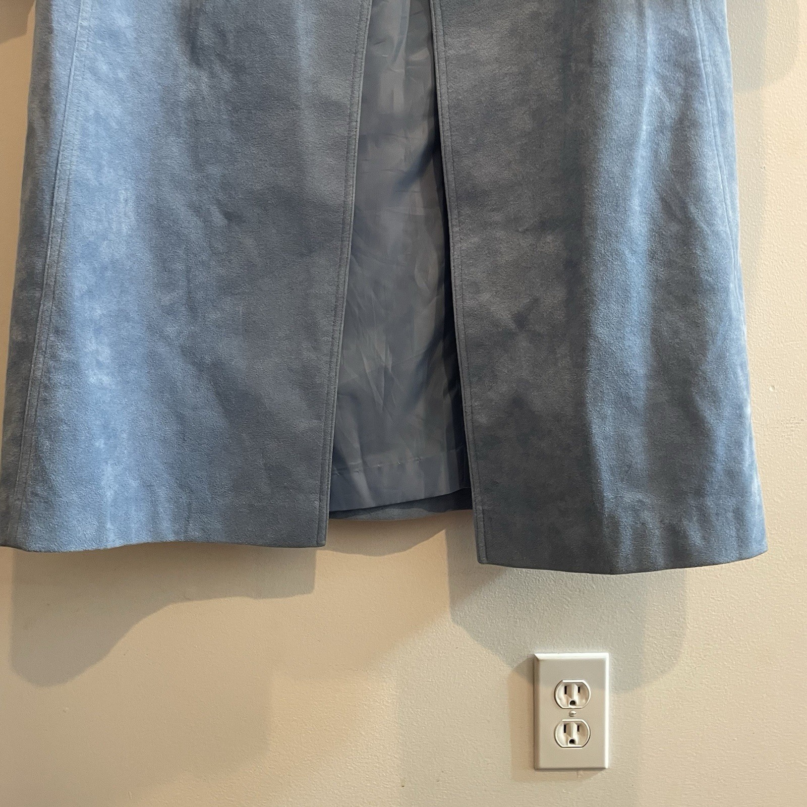 Vintage 70s Women’s Count Romi Blue Ultra Suede Long Swing Coat Sz 12 Trench