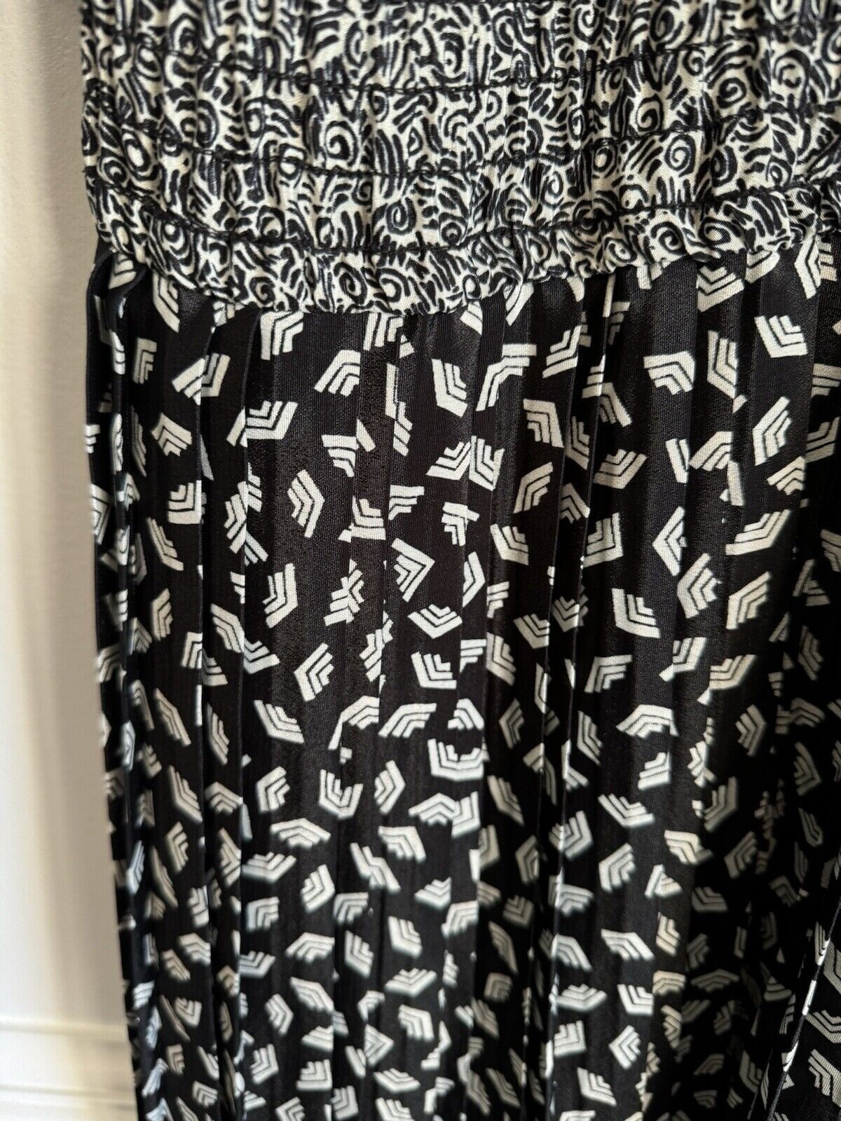 VTG Susan Freis Womens Large Smocked Waist Dress Mixed Print Puff Sleeve Cottage