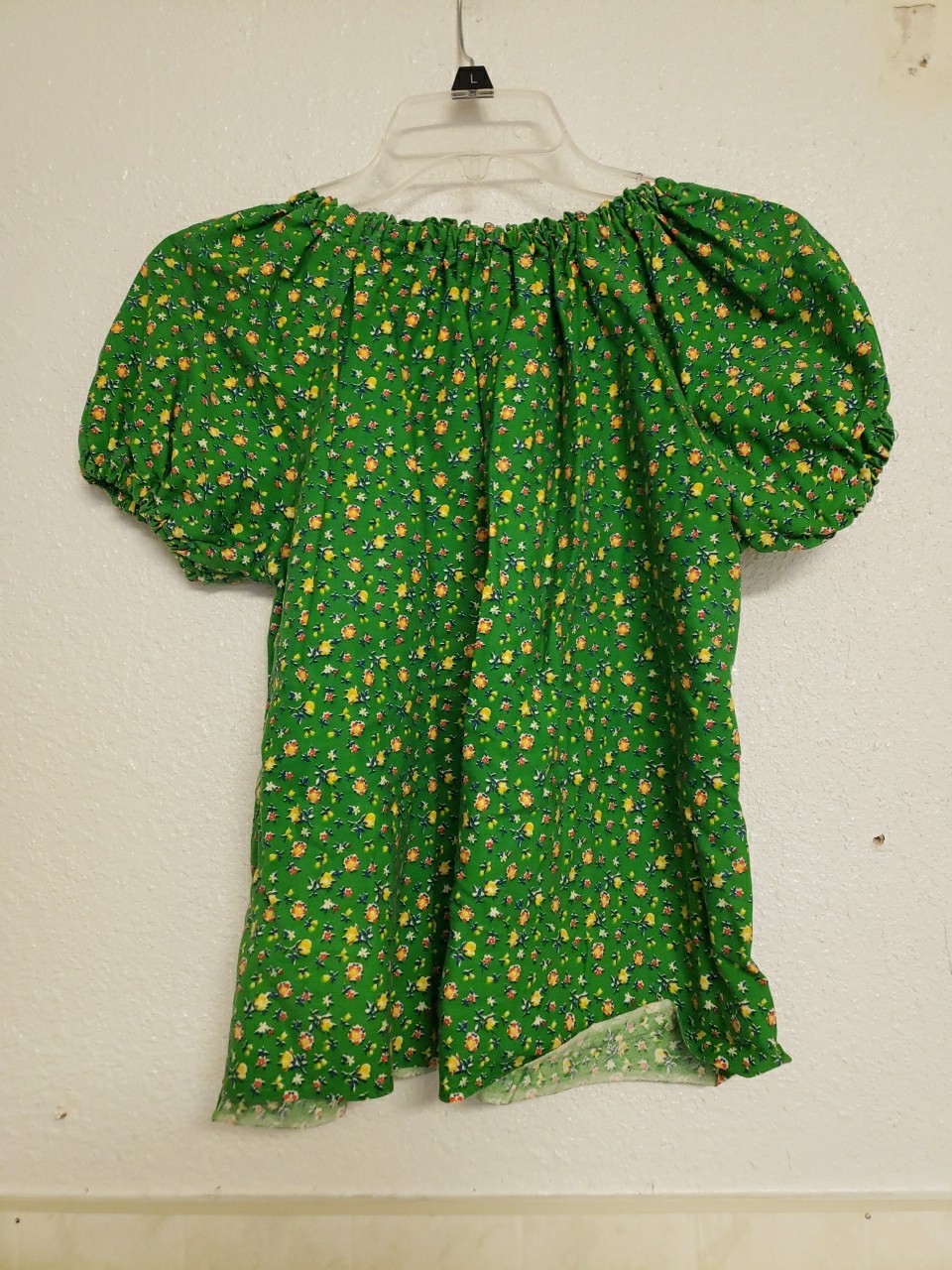 Vtg 1970s Floral Top Skirt Set Dress Small Hippy Prairie Handmade Green Peasant