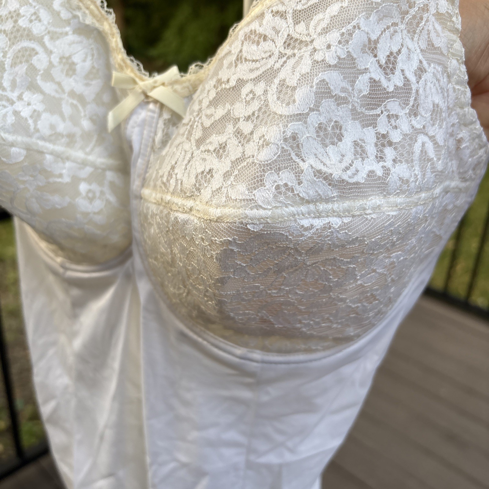 VTG Sexy Sears Underwire Short Slip Dress Adjustable Straps Lace Trim Sz 36D