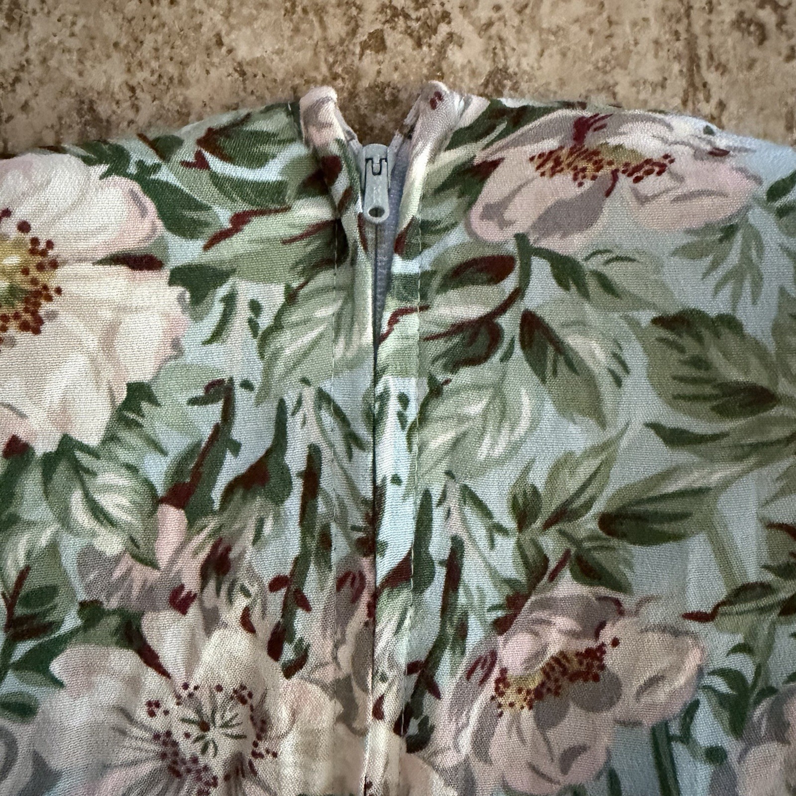 80s Cottagecore Sz 6 Prairie Dress Lace Collar Mint Floral Secretary Vintage