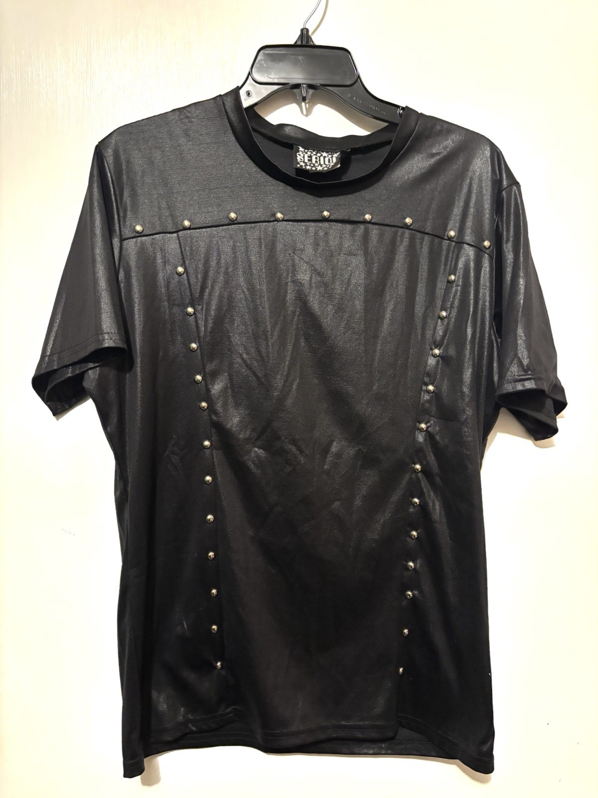 Vintage 90’s Serious Brand L.A. Black Studded Top Rave Goth Metal Size L