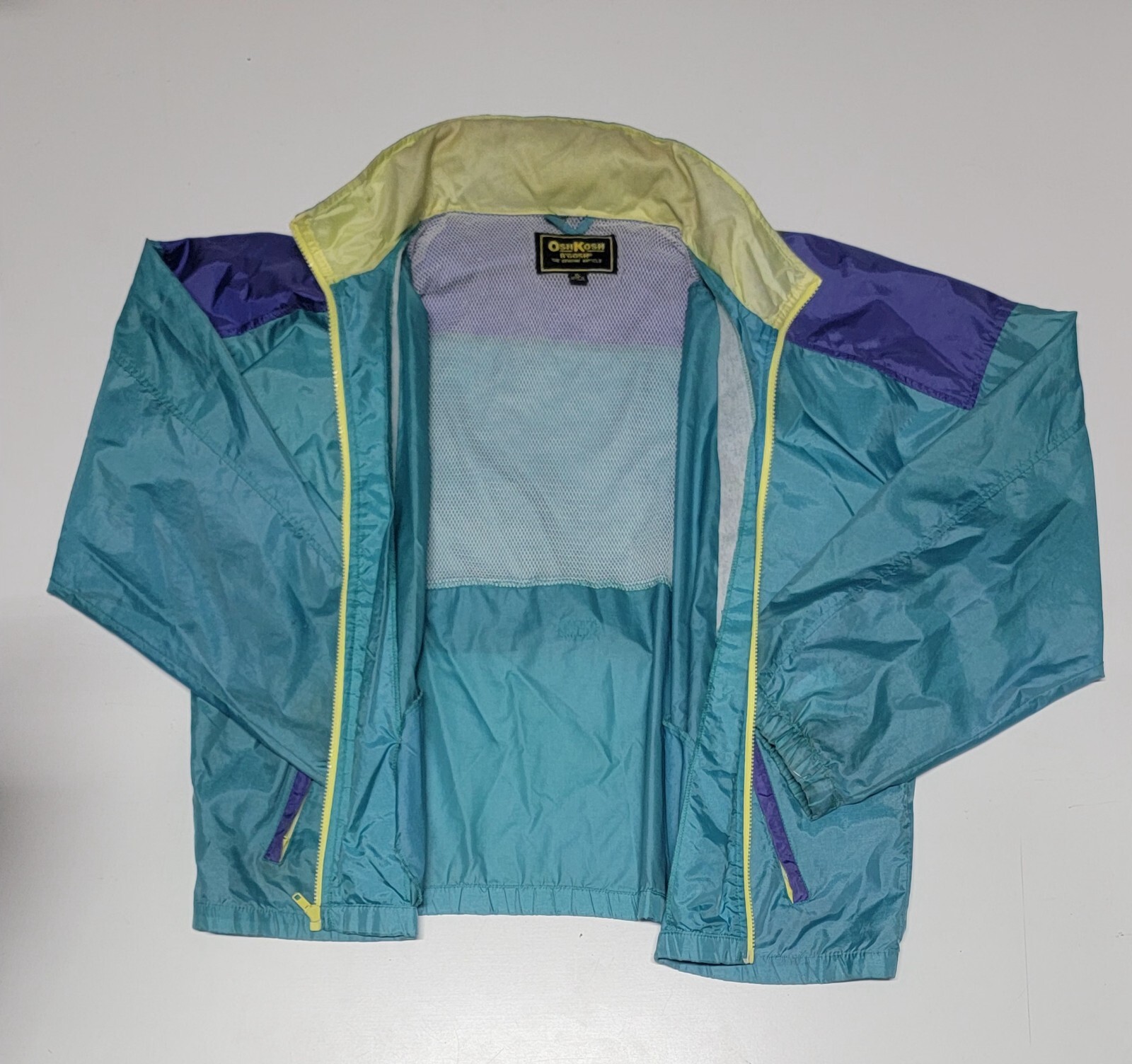 VINTAGE Women’s Oshkosh Hoodie Windbreaker Green Jacket 100% Nylon Size XL
