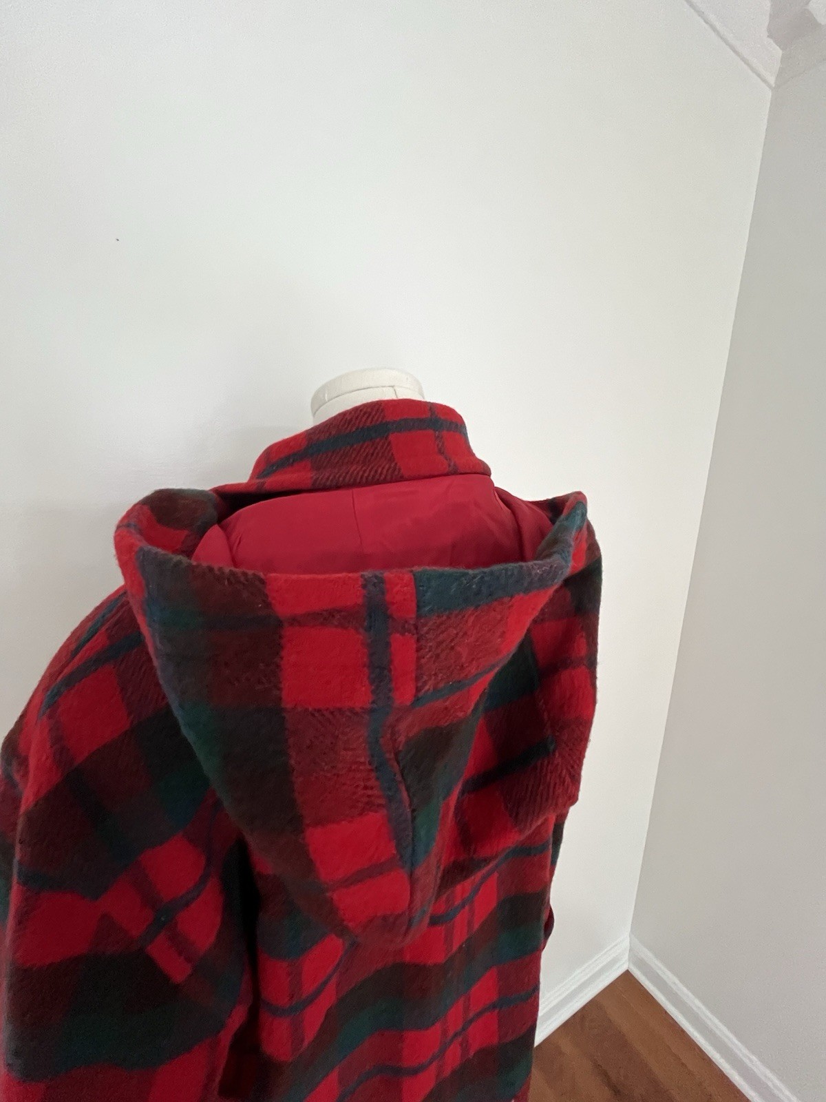 Vintage Talbots Wool Coat Size 10 Plaid Hooded Made in USA Union Made FAST SHIP