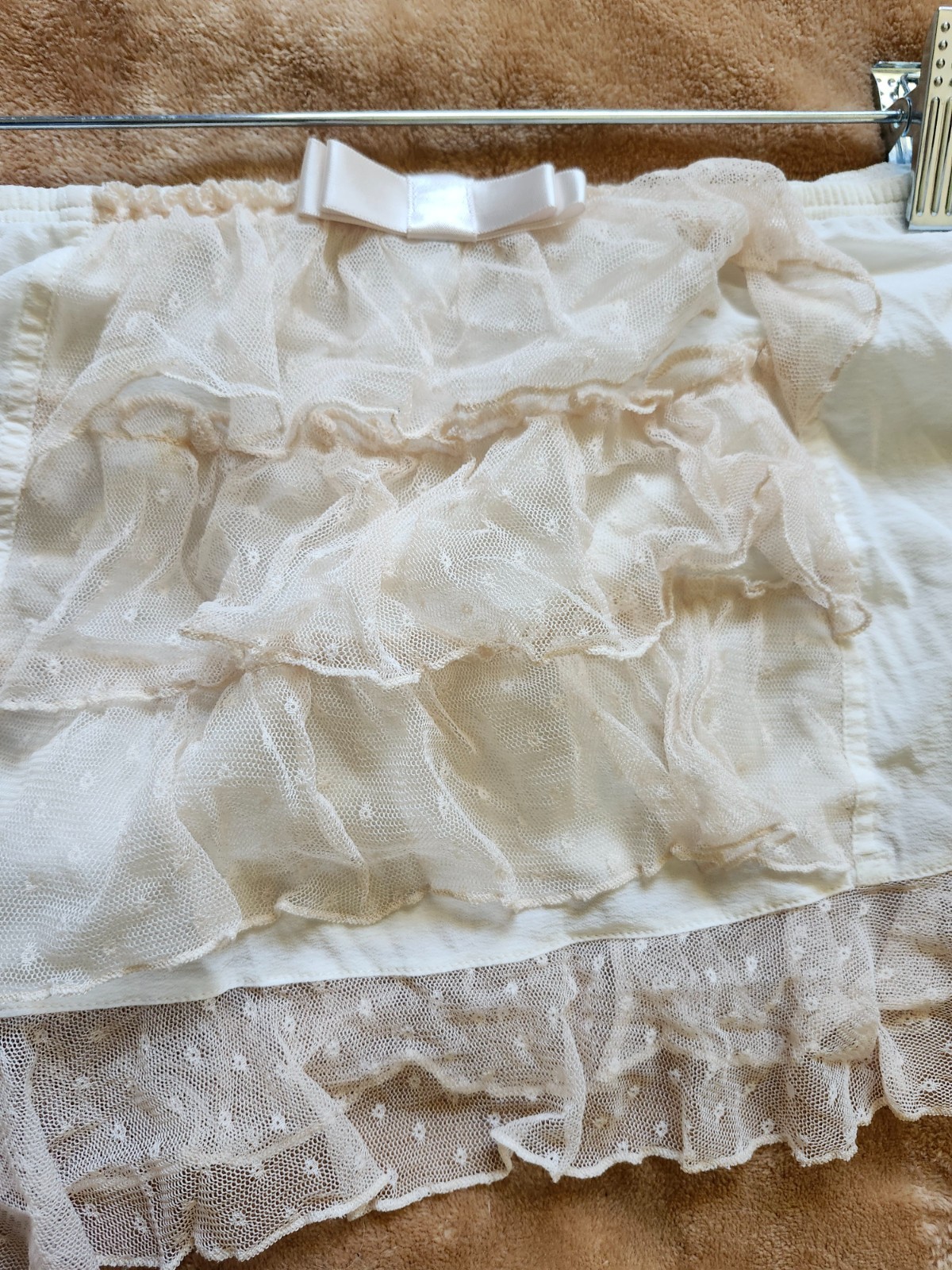 Lingerie Ivory Lace Ruffle Mini Slip Skirt Size L Burning Man Edwardian Ball Ren
