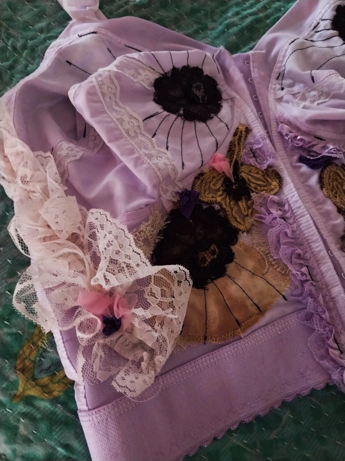 VTG BULLET BRA WAIST NIP PURPLE BURLESQUE AVANT 44 DD POINTY BUSTIER TOP GLAM OT