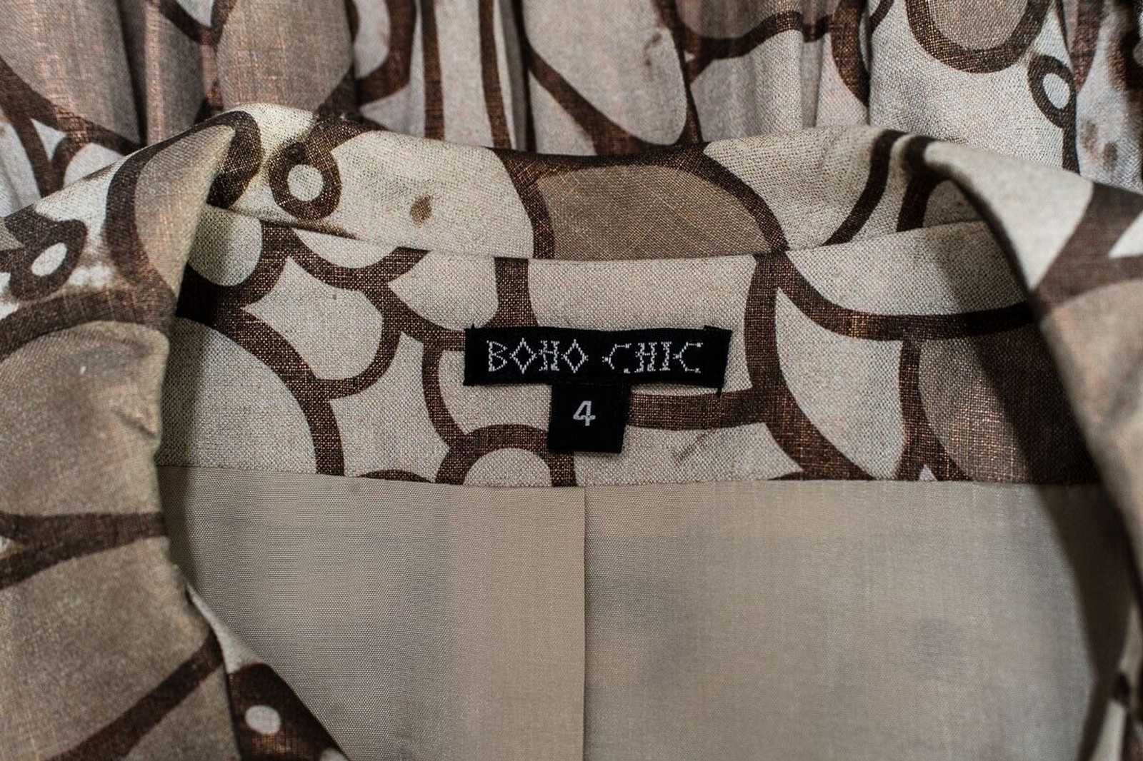 Boho Chic Size 4 Linen blazer Shacket Iridescent brown Artsy Art to wear VTG