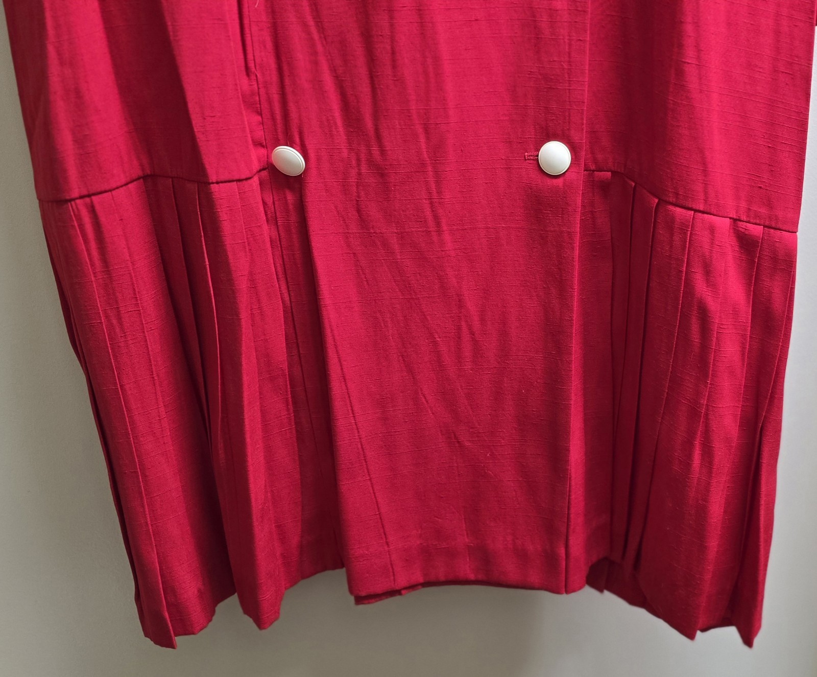 Vintage CHEL’SEA II Red Dress White Collar Woman 24P Made In USA