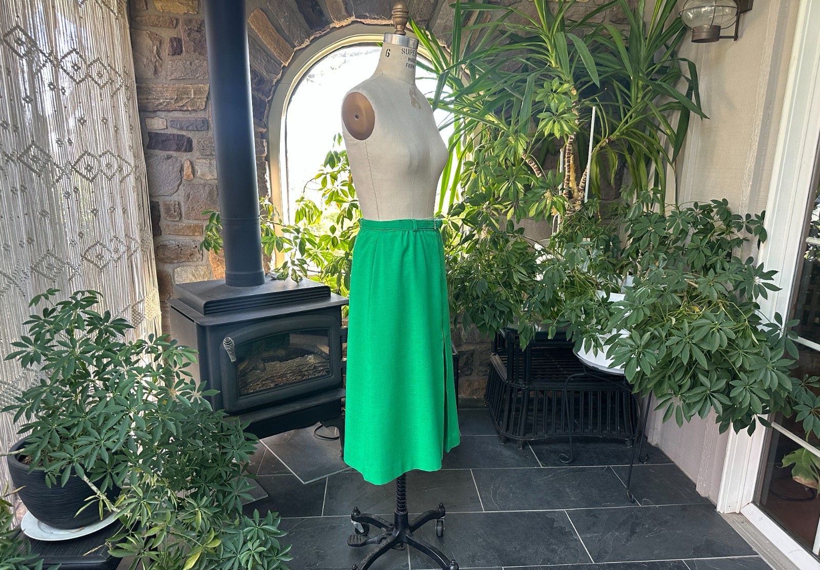 Vintage 1970s Austin Hill Kelly Green Lined Skirt Deadstock with Tags