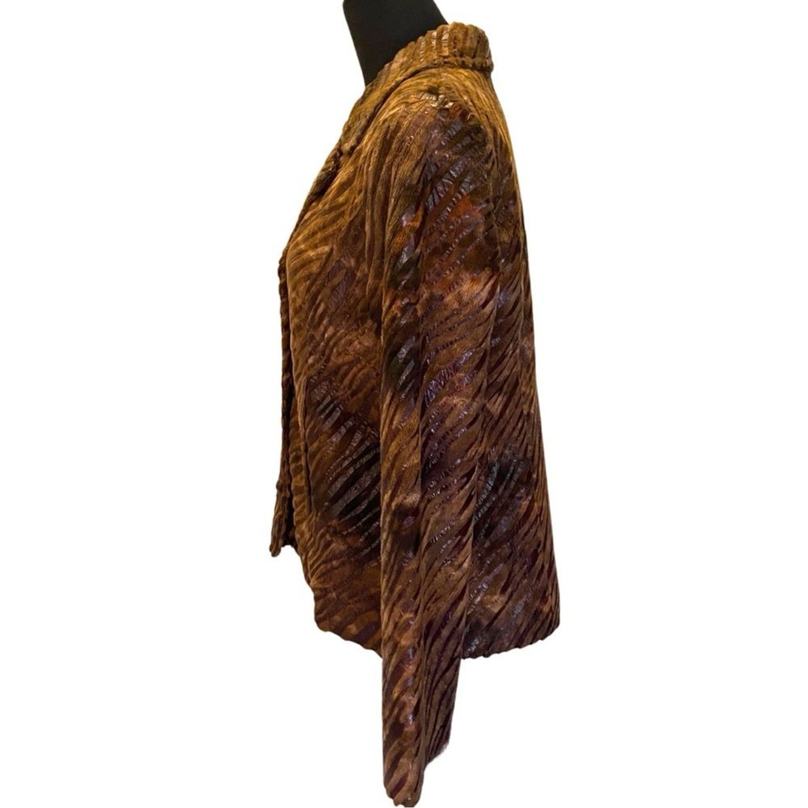 Artex Faux Fur/Leather Look Vintage Jacket – Size 12 Retro Boho Chic