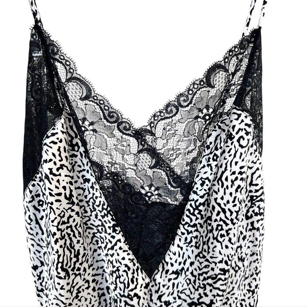 Vintage Fantasies Morgan Taylor Black White Lace Slip Teddy Lingerie NWT 90’s