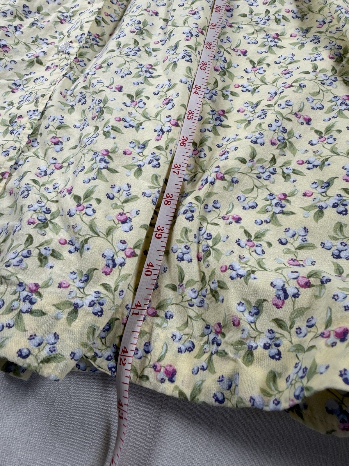 Vintage 90s Floral Shirt Dress Cottagecore Yellow Blueberry Midi Belted M/L USA