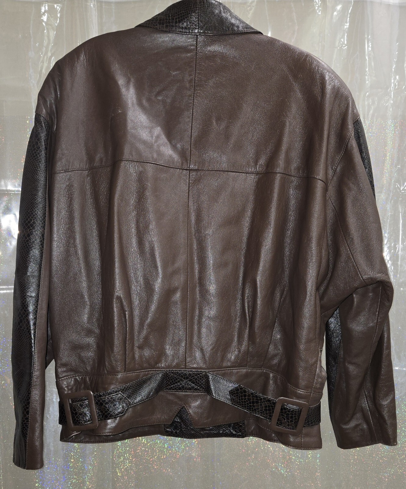 Vintage Lora Two Tone Brown Leather Jacket Size 12