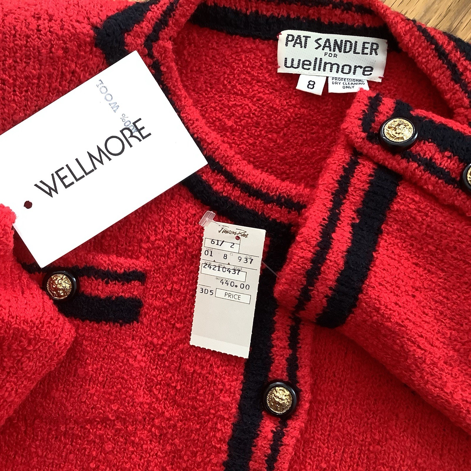 VTG 1980’s Pat Sandler for Wellmore Red BLK. Knit 2pc Dress SZ. 8 MINT Orig. 440