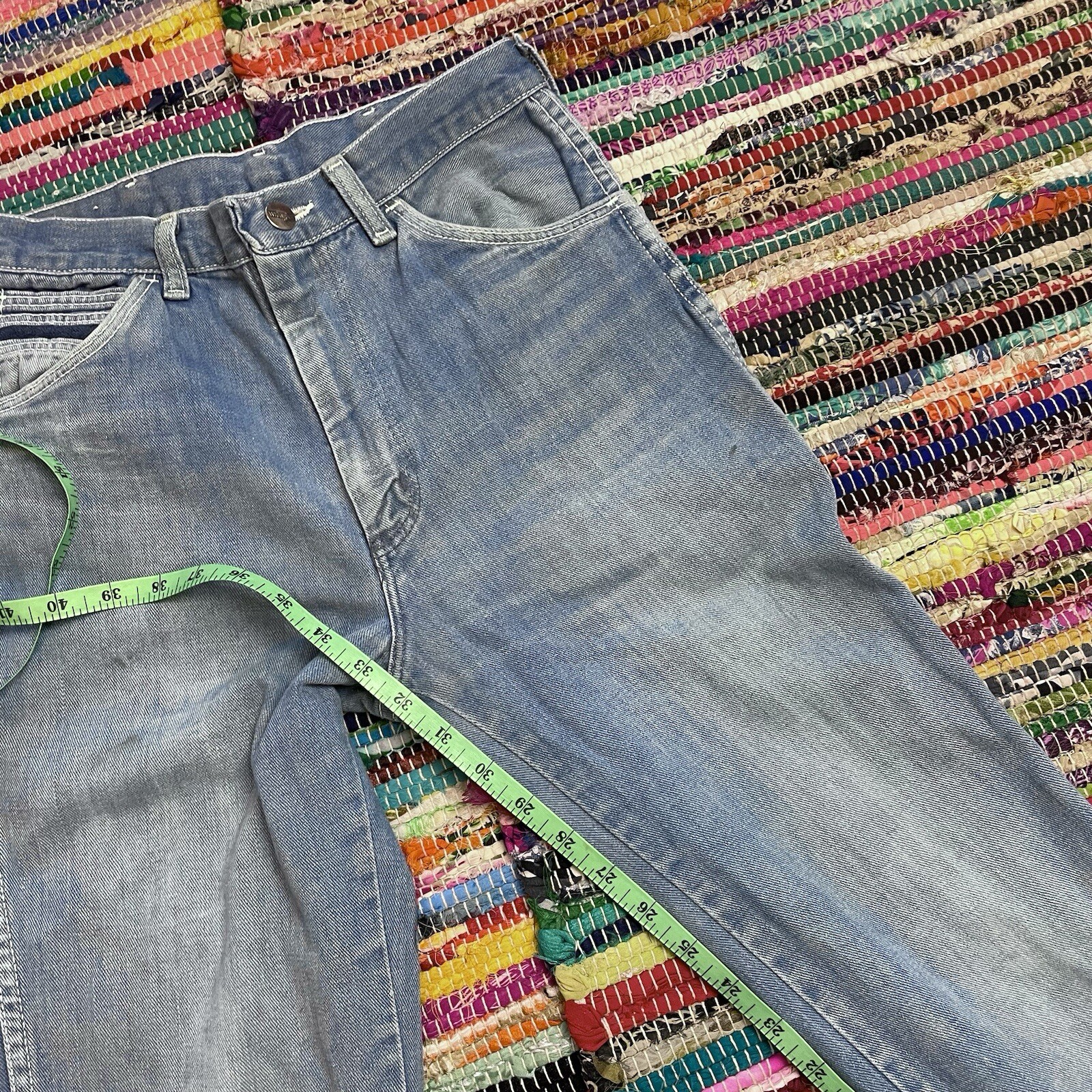 Vintage 70s Wranglers Wrapid Transit Western Cowgirl Boho Denim Blue Jeans 27×32