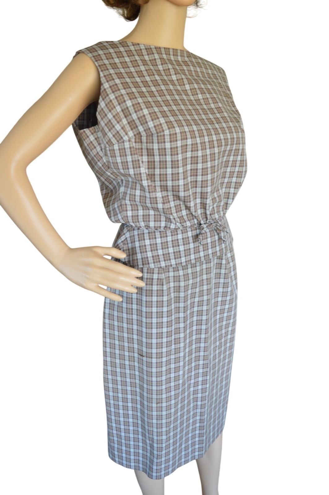 Vintage 60s Patty Woodard Brown Plaid Belted Skirt Set Juniors Size Small Coquet