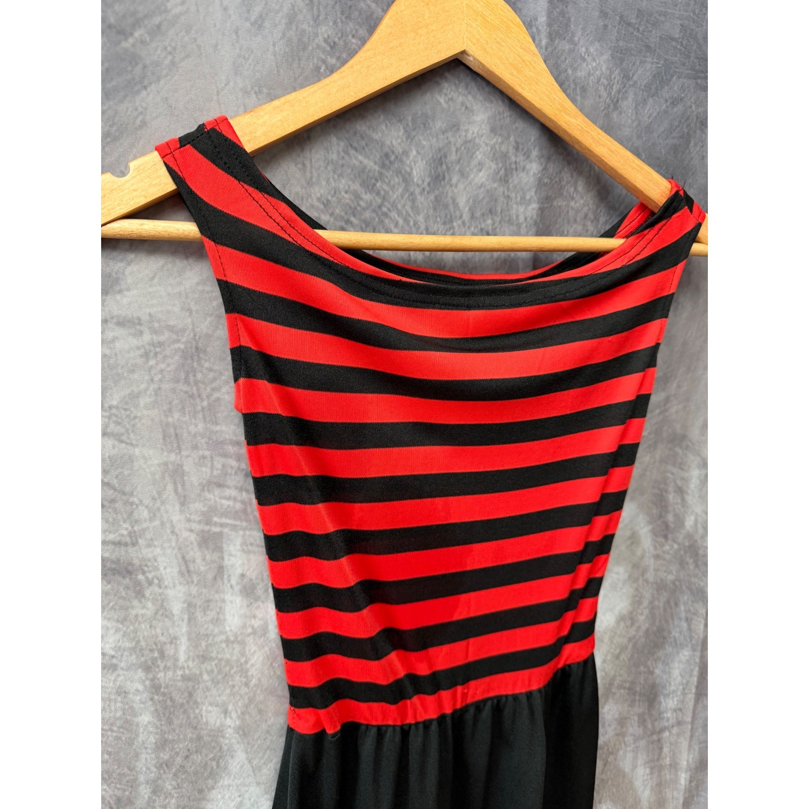 Vintage Climax David Howard Red Black Striped Sleeveless Dress Size 3/4 Retro