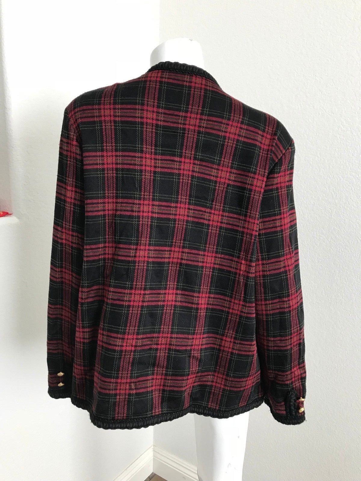 Cricket Lane Red Black Checked Jacket 16 USA Blazer Cardigan Plaid