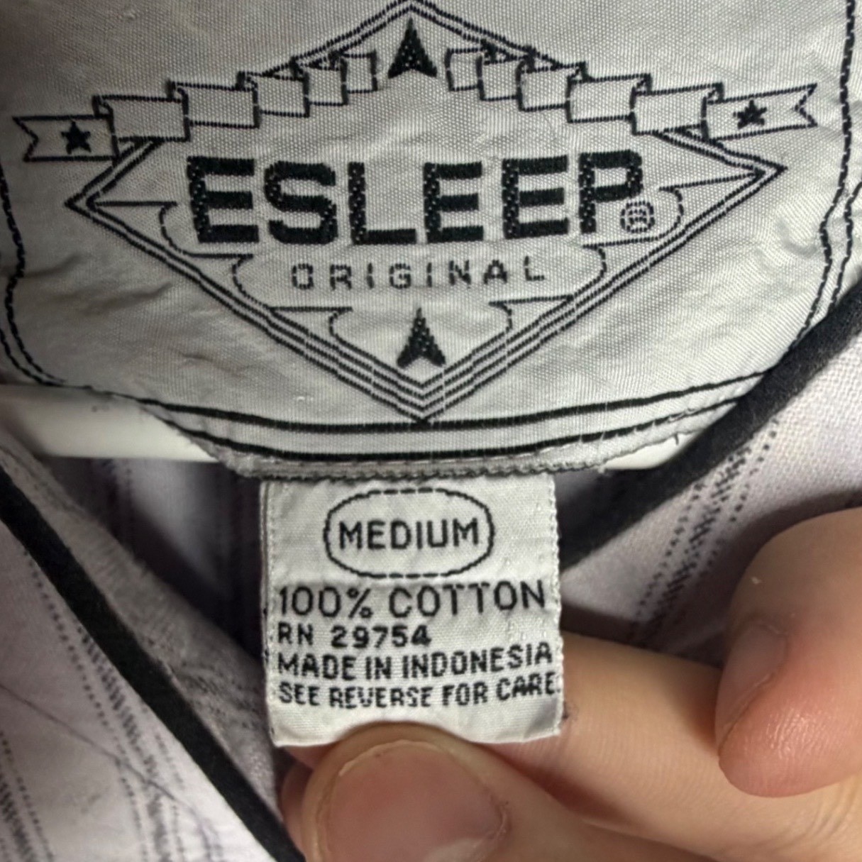 Vintage 1989 Esleep Movie Pinstripe Pajama Sleeping Top Shirt Womens Medium
