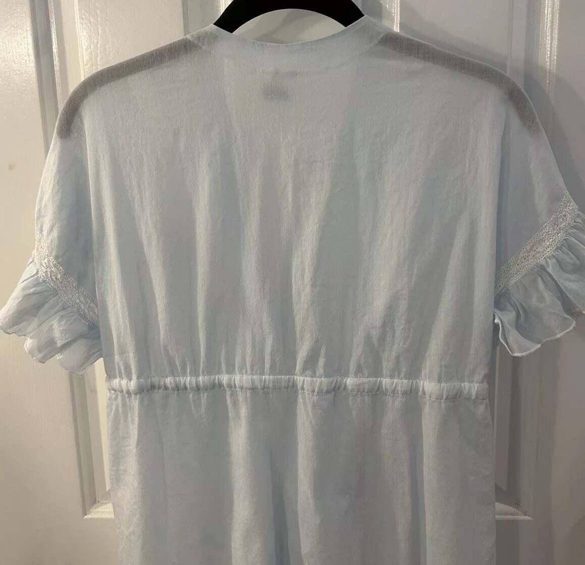 Vintage Jade Rio Women’s Size 42 (S) Blue Cotton – Embroidered, Lace Short Robe