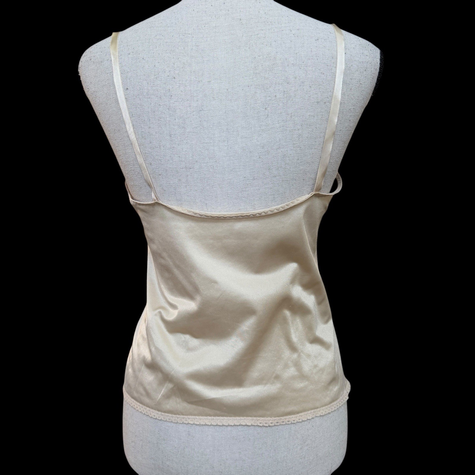 60s 70s Vintage Maidenform Chantilly Satin Lace Camisole 32 Coquette USA