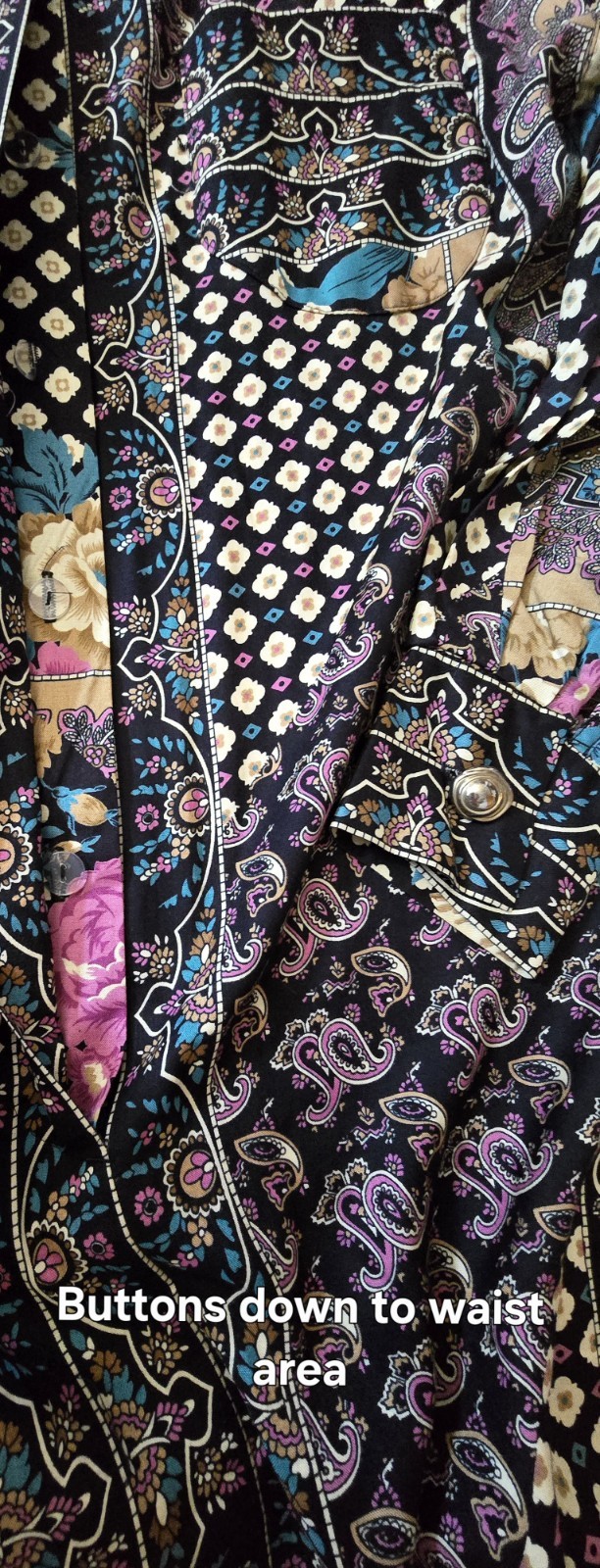 Vintage 70s Lorac Original Lady Carol ILGWU USA Paisley Rayon Dress 14.5