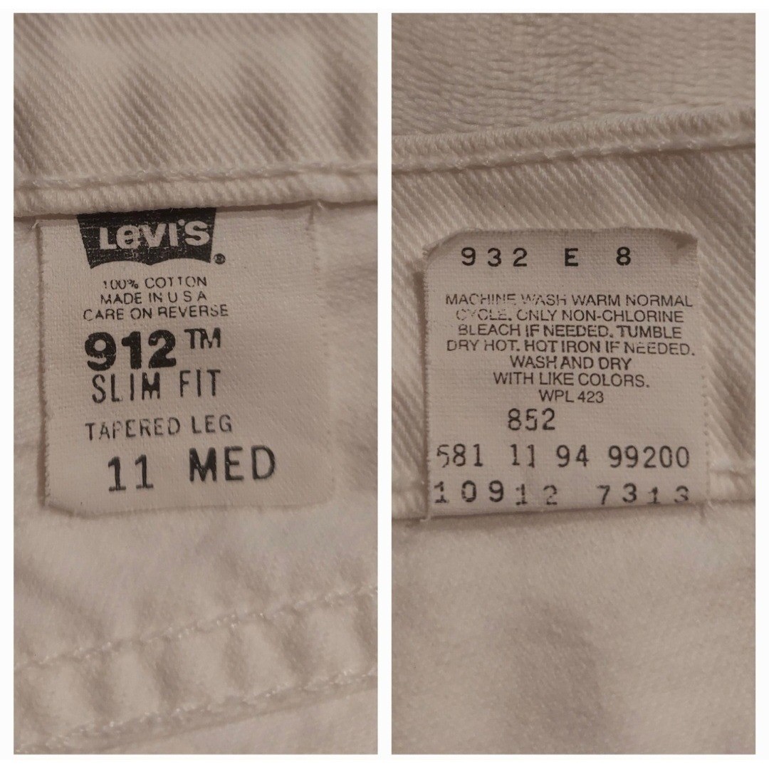 Levis Womens 90s Vintage 912 White Denim High Rise Jeans Made in USA Size 26/30