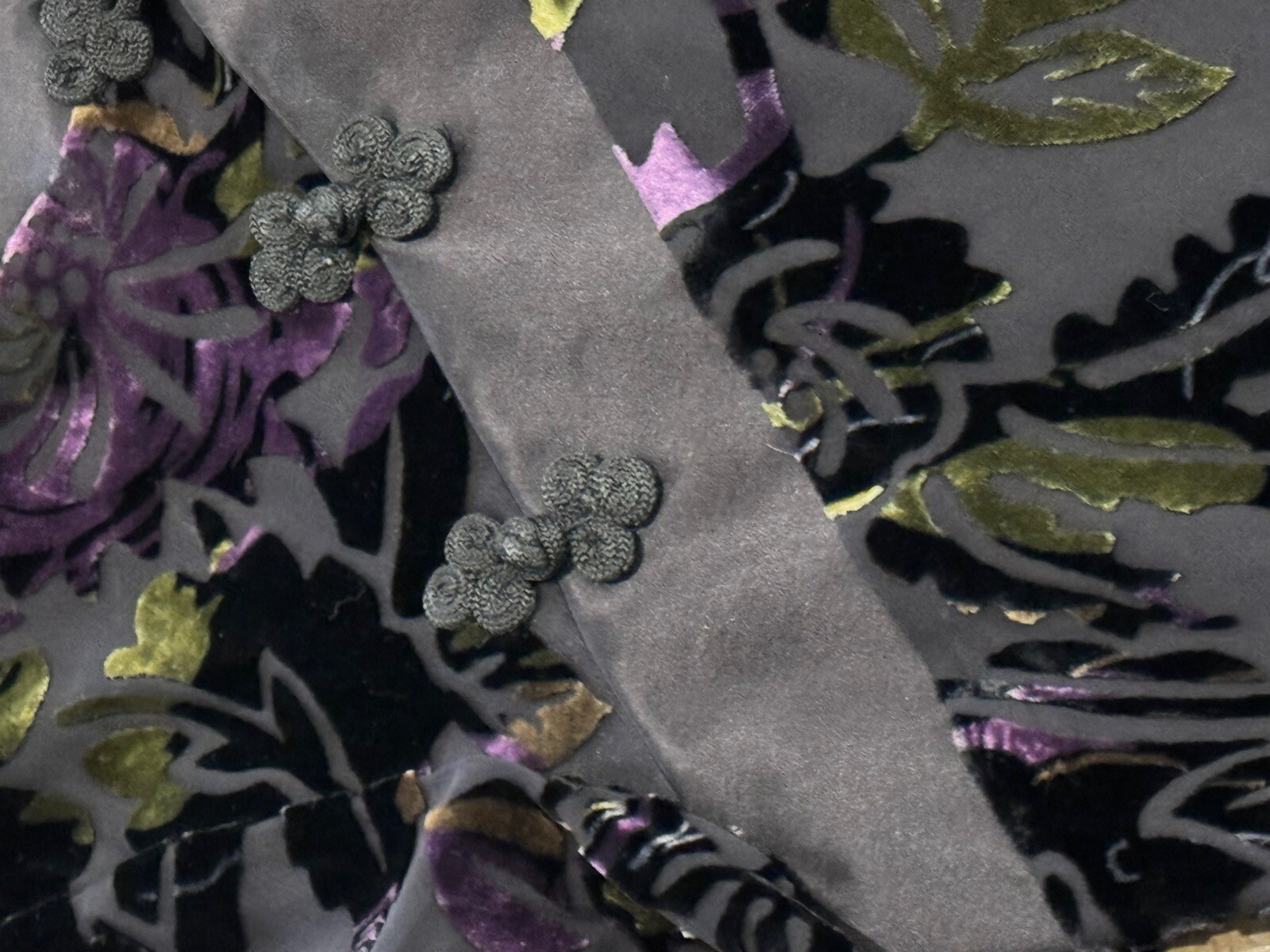 Citrine Vintage 90’s Y2K Asian Inspired Silk Velvet Burnout Dress Fairy Witchy M