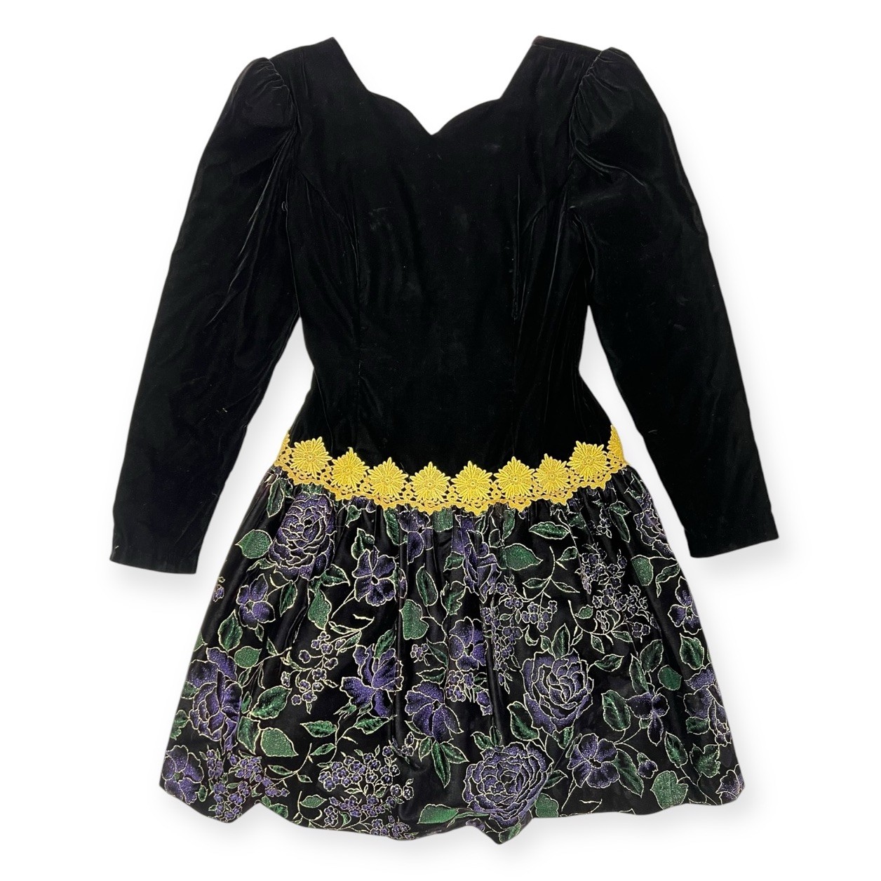 Scott McClintock 8P Prom Cocktail Dress Painted Velvet Whimsigoth Victorian Vamp