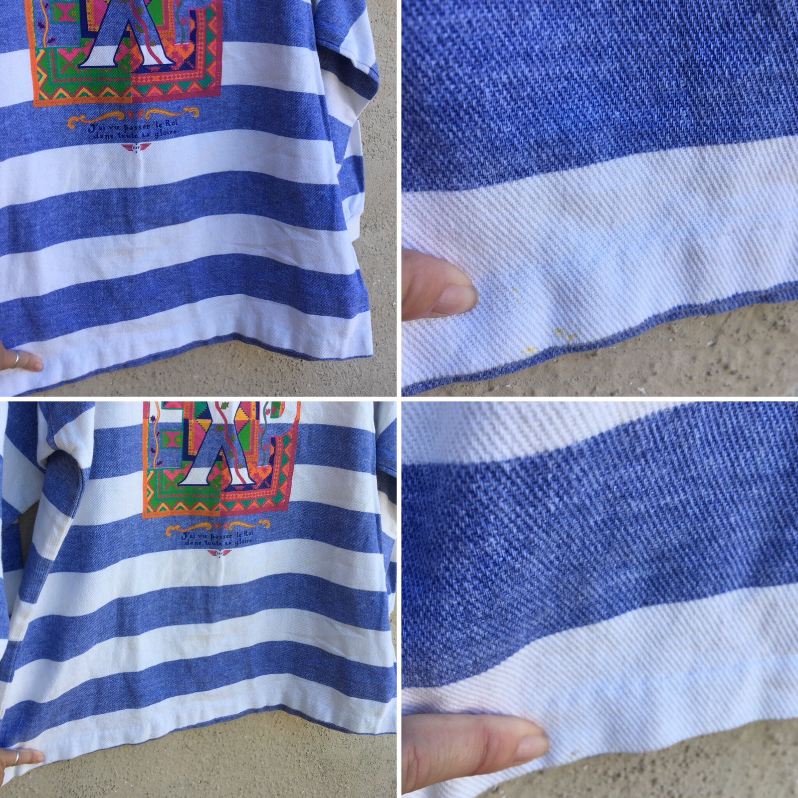 Vintage EXP Big Logo Striped Shirt 80s 1980s XS/0 Oversized Fit USA