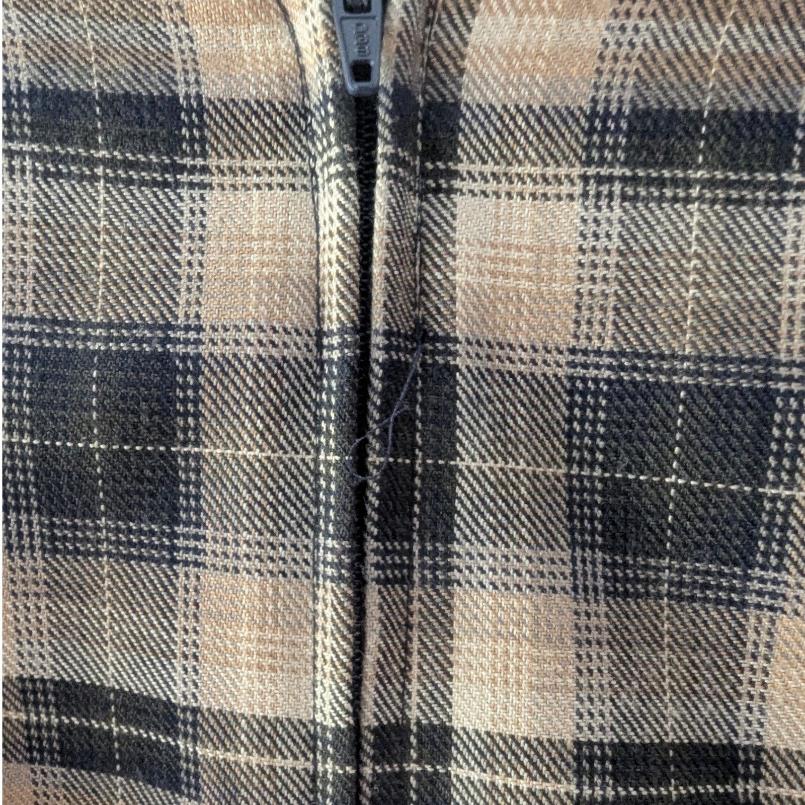 Vtg 90s Plaid Pencil Skirt Dark Navy Tan Lined Office Classic Preppy Academia