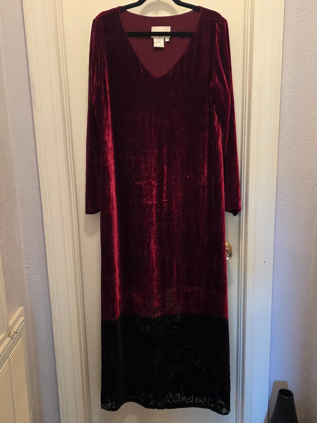 Vintage 90s David Dart Silk Blend Velvet Maxi Dress Burnout Floral Devoré M