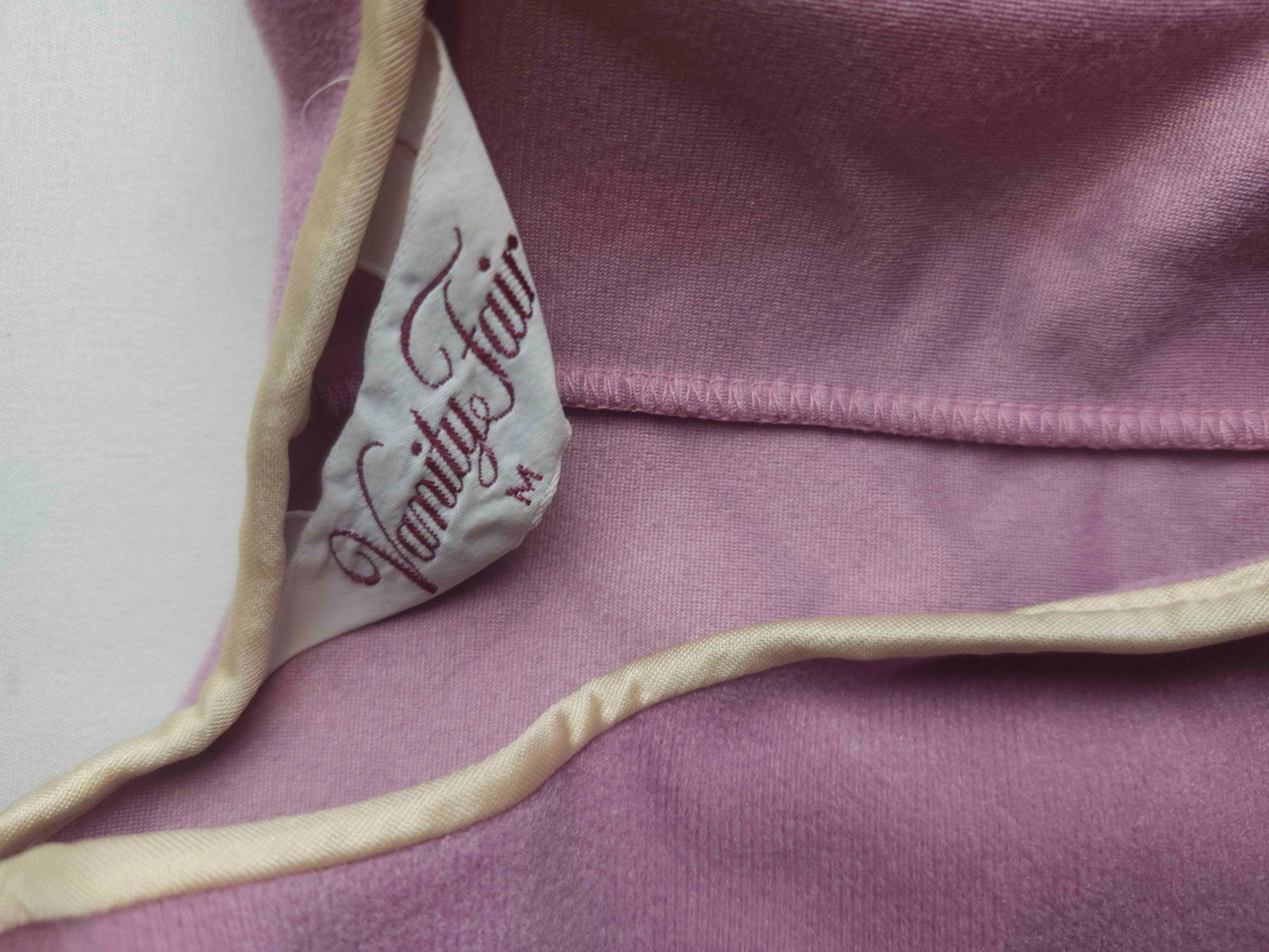 VTG 70s Vanity Fair Pink Velour Robe M Zip Front Drawstring Lounger Housecoat