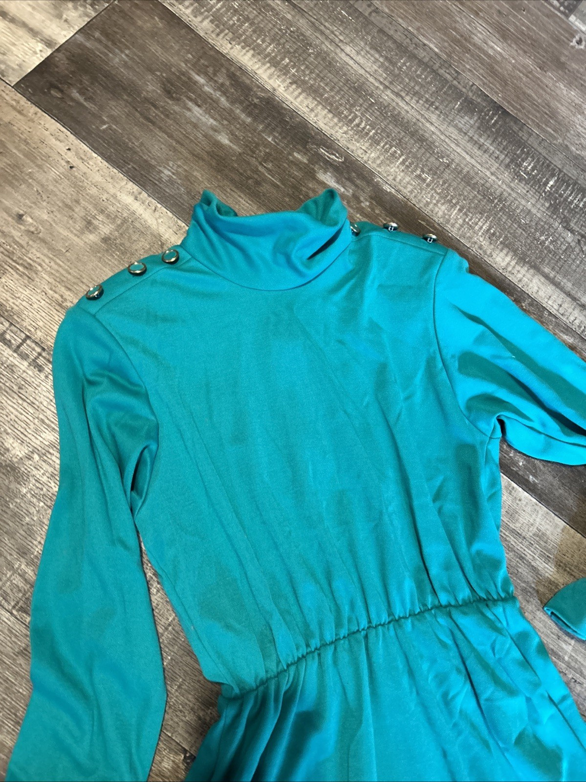 Vintage Impromptu Teal/Turquoise High Neck Dress Size 10 Missy
