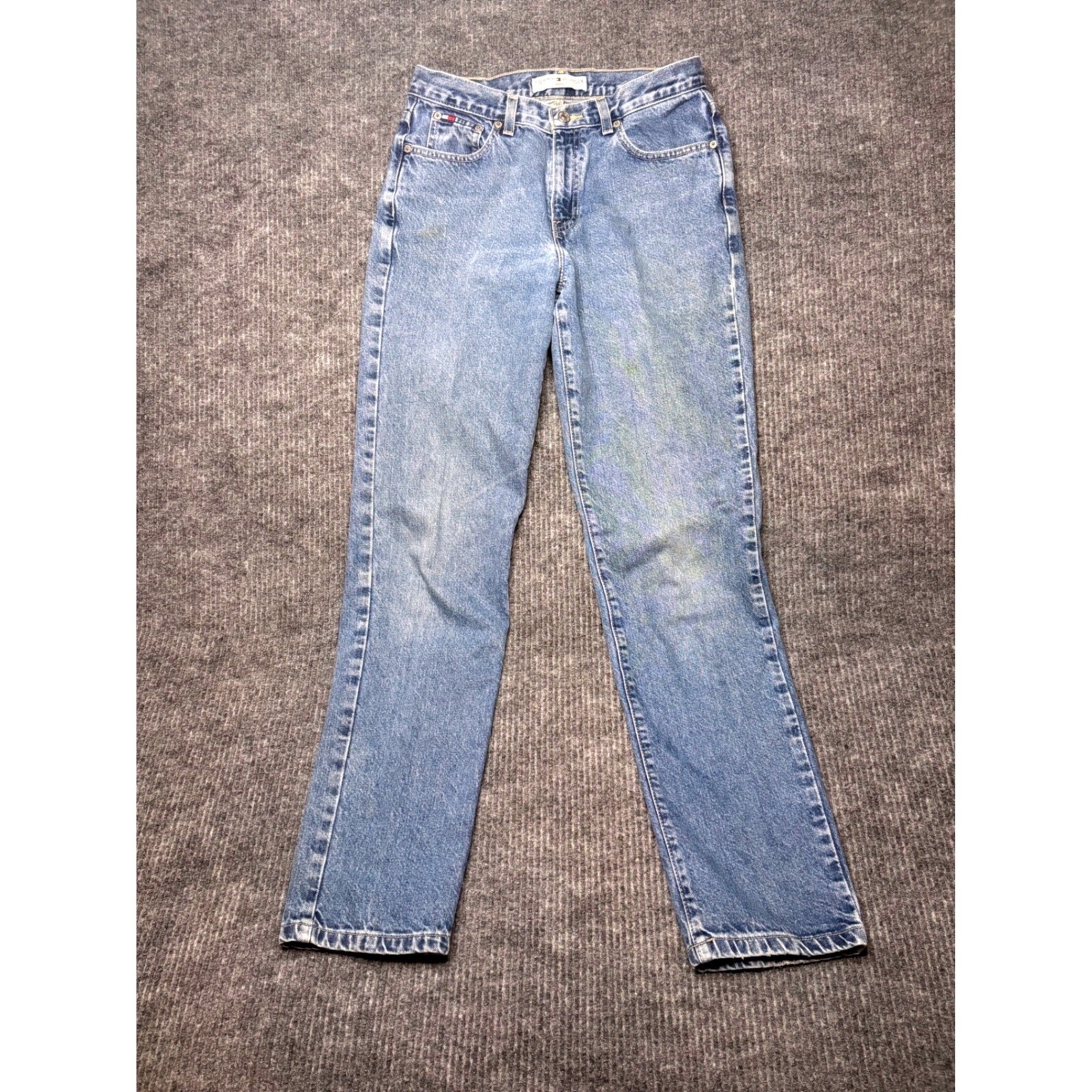 VTG Tommy Hilfiger Jeans Light Wash Flag Pocket Baggy Straight 90s Y2K Size 6
