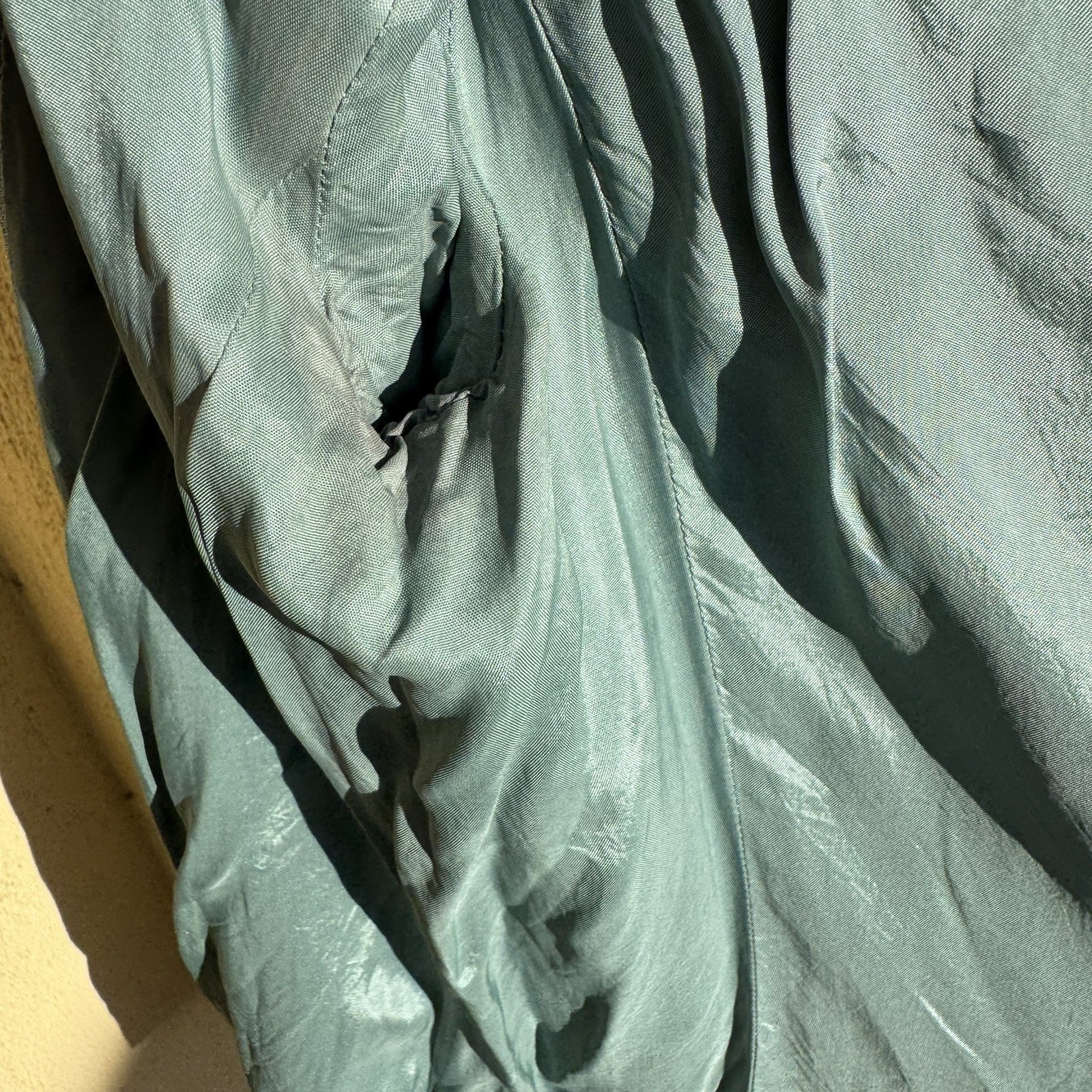 Vintage 80s Ann Tjian For Kenar Sea Foam Green Long Overcoat Blazer Size Small