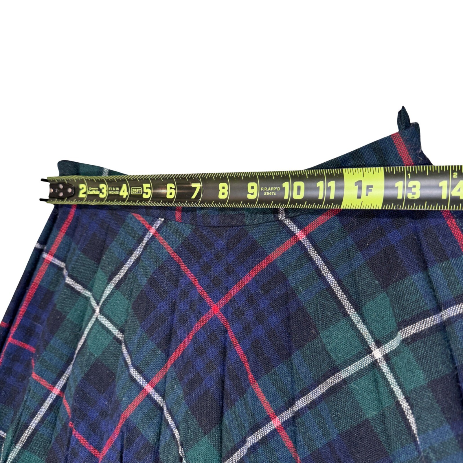 VTG Plaid Pleated Skirt Womens 26 IN Waist Midi Dark Academia Preppy Wool Blend