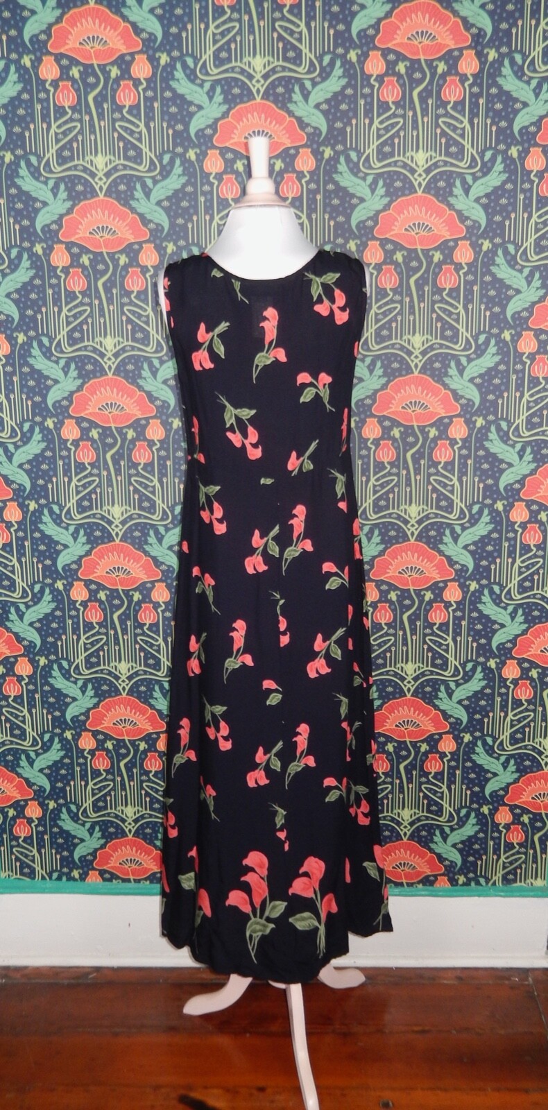 Vintage 90’s Y2K Molly Malloy Calla Lily Floral Grunge Sleeveless Midi Dress 6